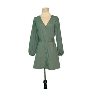 H&M Divided green long sleeves shirt mini dress size Small